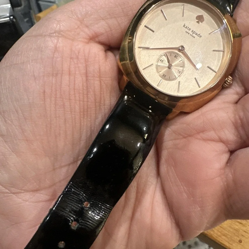Works Kate Spade Live Colorfully Gold Tone Ladies Watch New Battery 38mm Fit 7.5